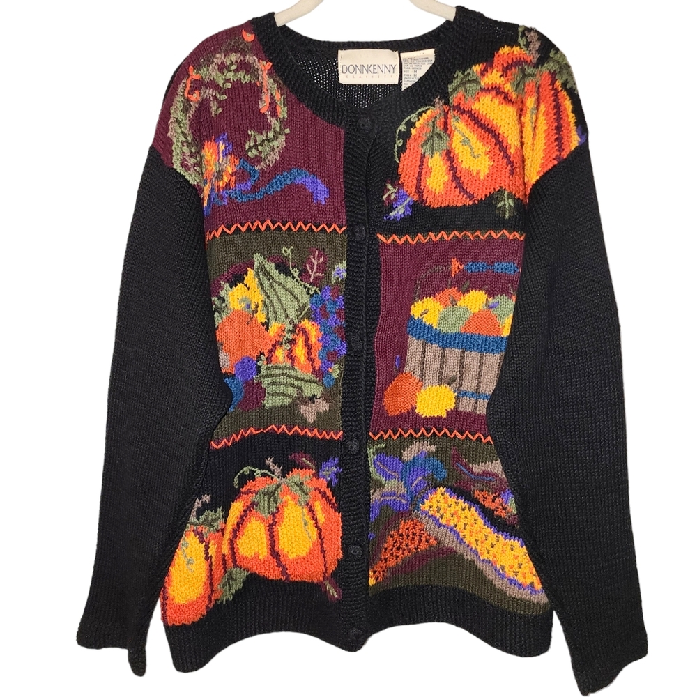 Vintage DonnKenny Classics Fall Harvest Themed Cardigan | Size Medium